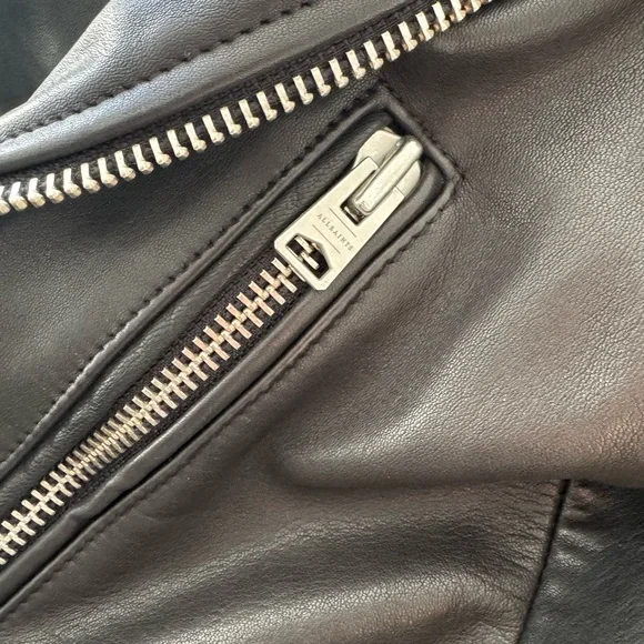 All Saints Renzo Men’s Black Leather Biker Jacket - Picture 8 of 11